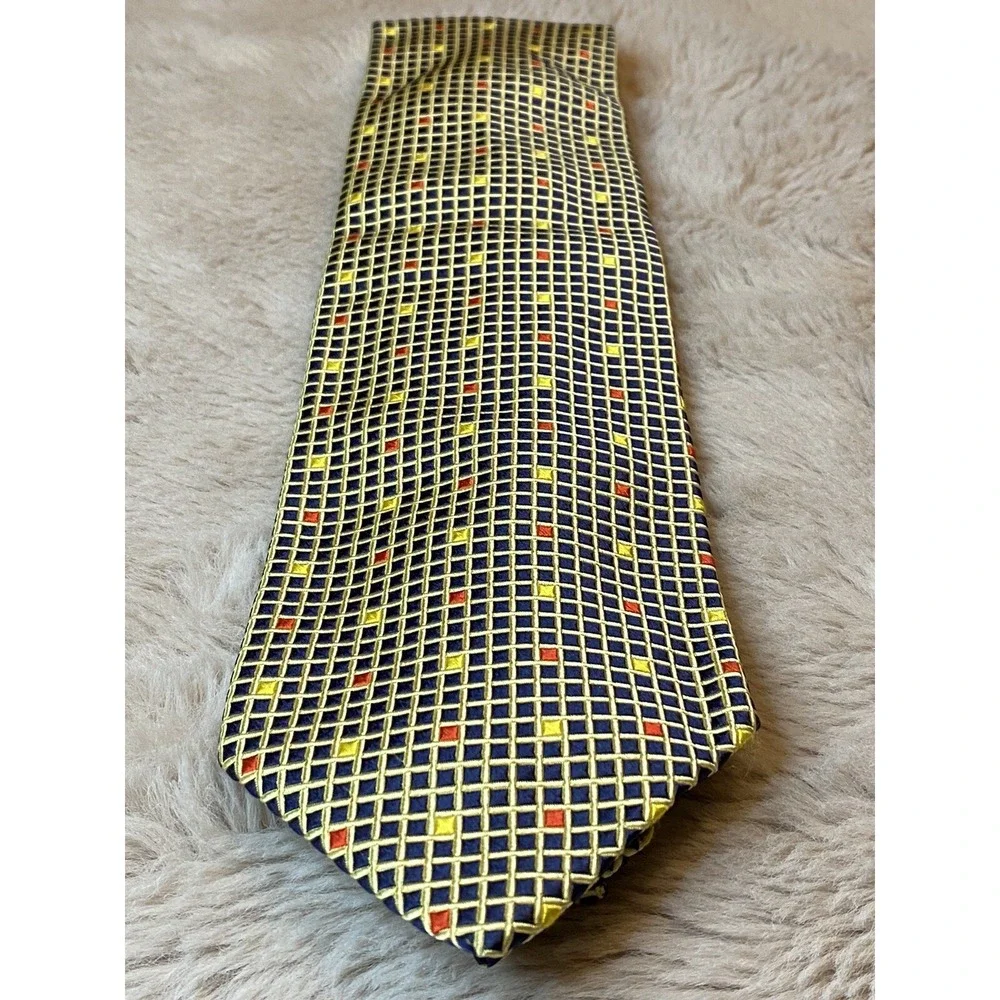 Boss Hugo Boss Men's Black/Gold/Red Geometric 100% Silk Neck Tie 55